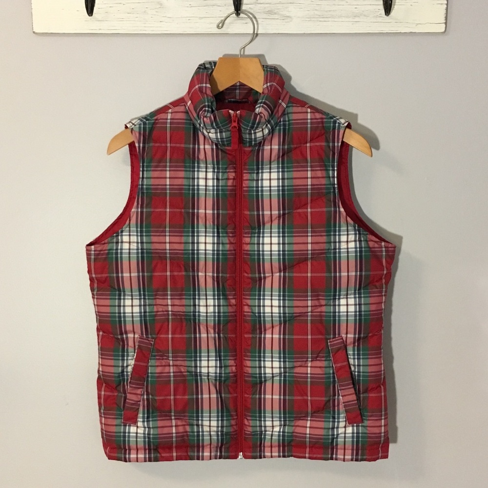 Lands End Holiday plaid vest